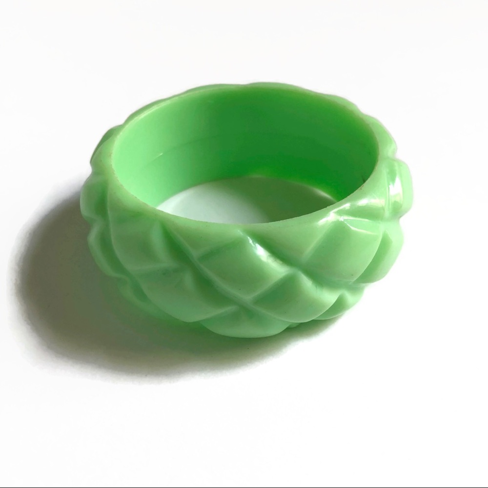 Vintage Carved Sea Green Bangle